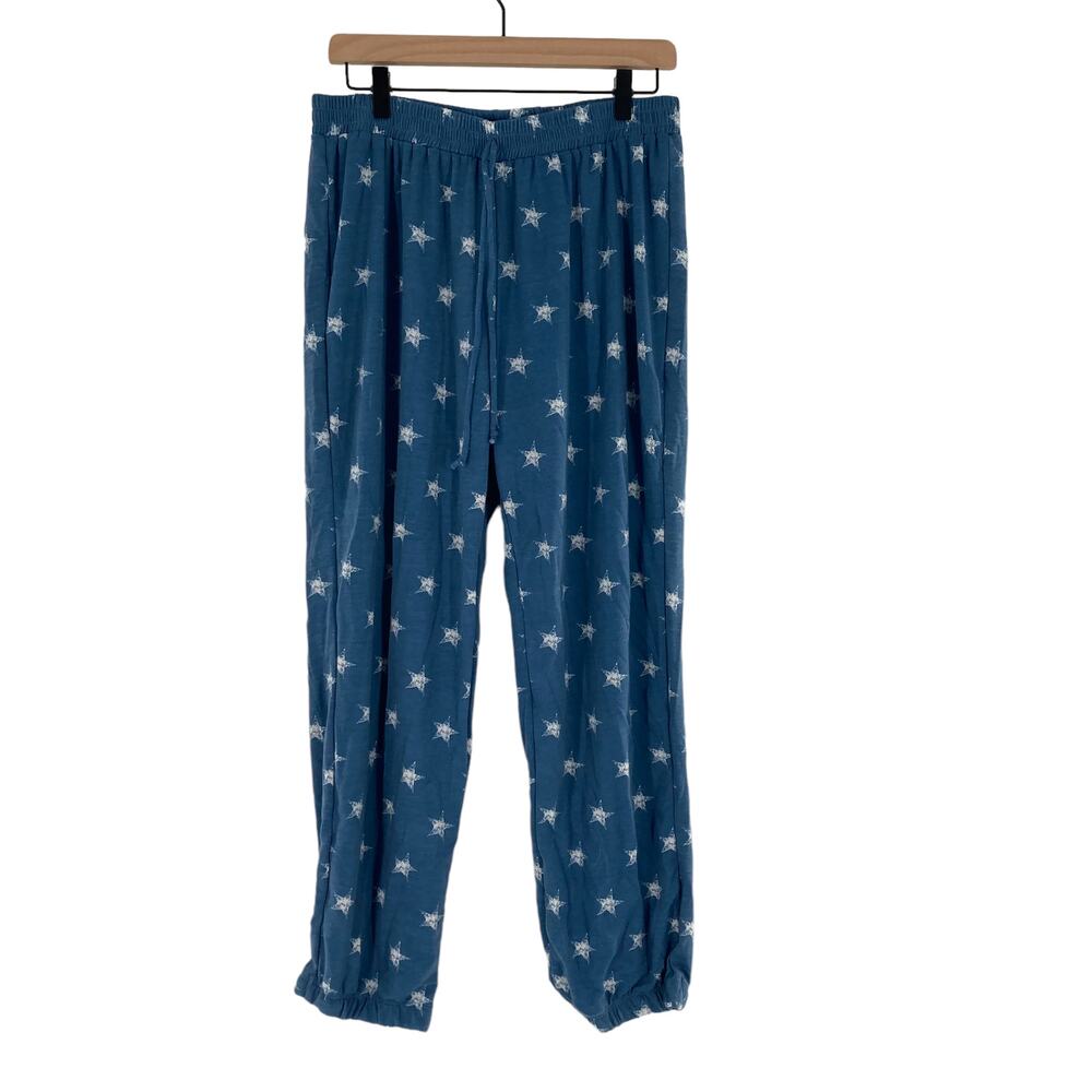 Kim & Cami Jogger Sleepwear Star Print Drawstring Denim Blue